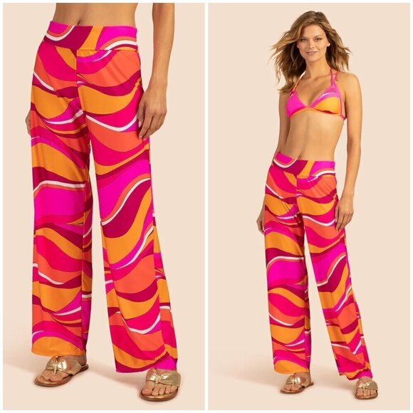 💕TRINA TURK💕 Vivid Vista Swim Pant ~ Multi-Color Retro Print Small S NWT - Picture 1 of 12